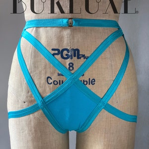 Belted Burlux Diamond Burlesque Underbutt Strap Cage Nearly Nekkid Thong Small Panel