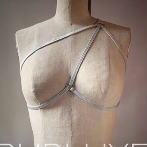 Aoife Asymmetrical Burlesque Cage Bra Burluxe Elastic Harness