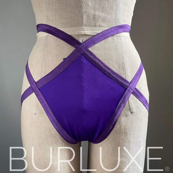 Full Size Panel Classic Burluxe Diamond Burlesque Underbutt Strap Cage Panties Burluxe