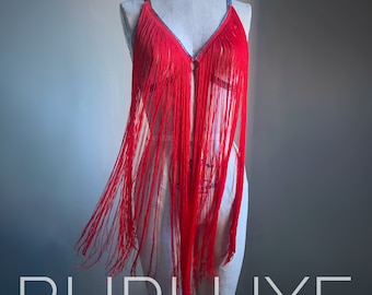 Fiadh Extra Langer Fringe Shimmy Käfig BH Burluxe Stagewear