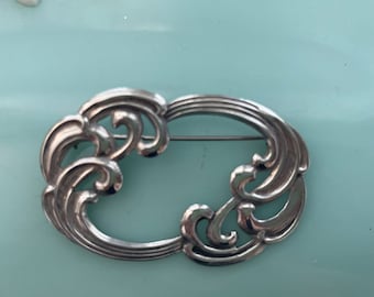 Antique Sterling Silver Brooch Elegant Vintage Jewelry