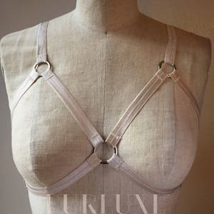 Odile O Ring Detail Burlesque Cage Bra Burluxe Elastic Harness
