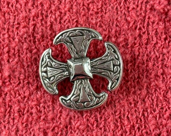 Vintage Silver Canterbury Cross Brooch Elegant Celtic Style Vintage Jewelry