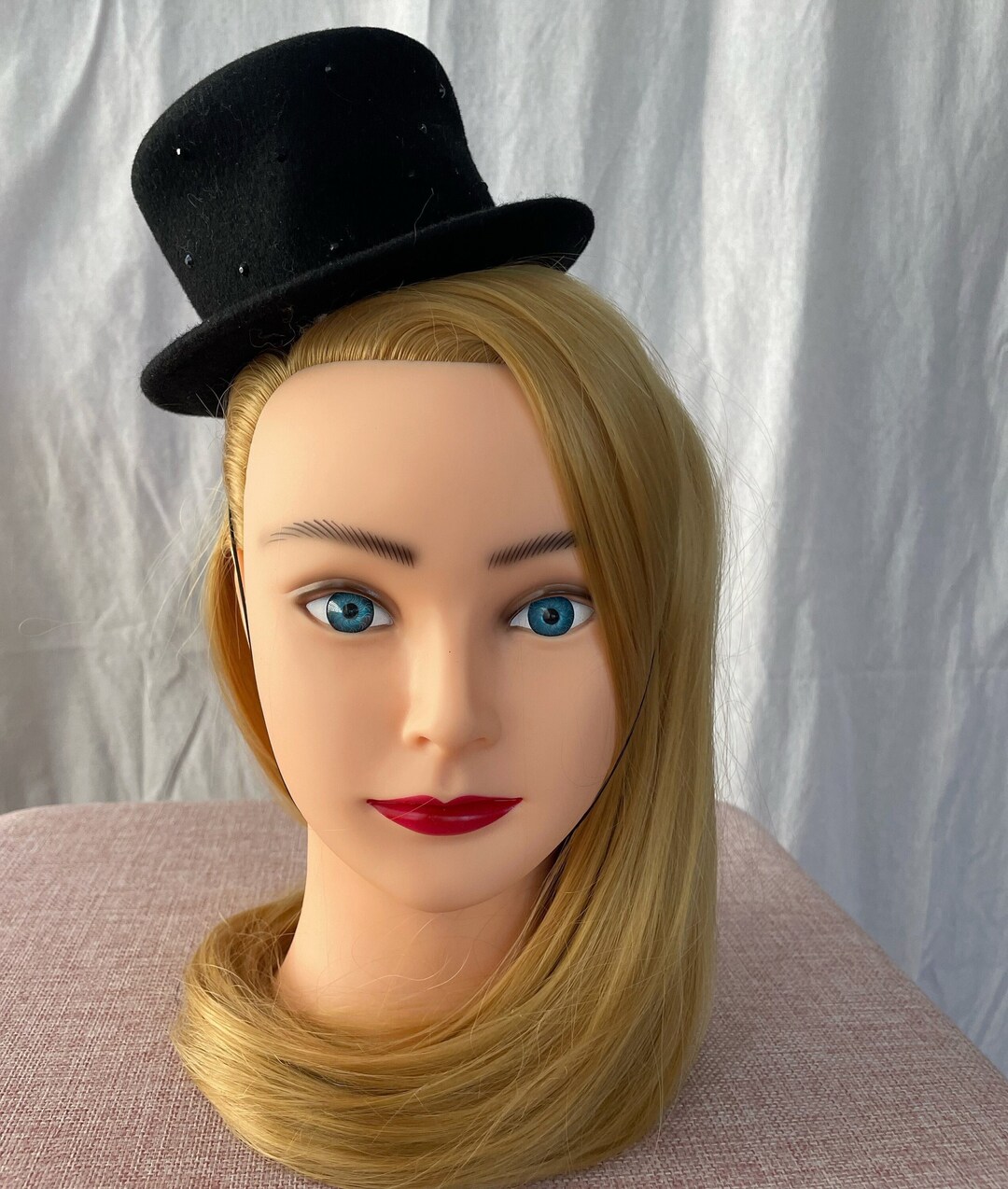 Tiny Top Hat Felt Fascinator With Genuine Swarovski Crystals Etsy