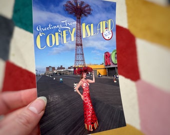 Delilah as the Coney Island Parachute Jump Photo Postcard