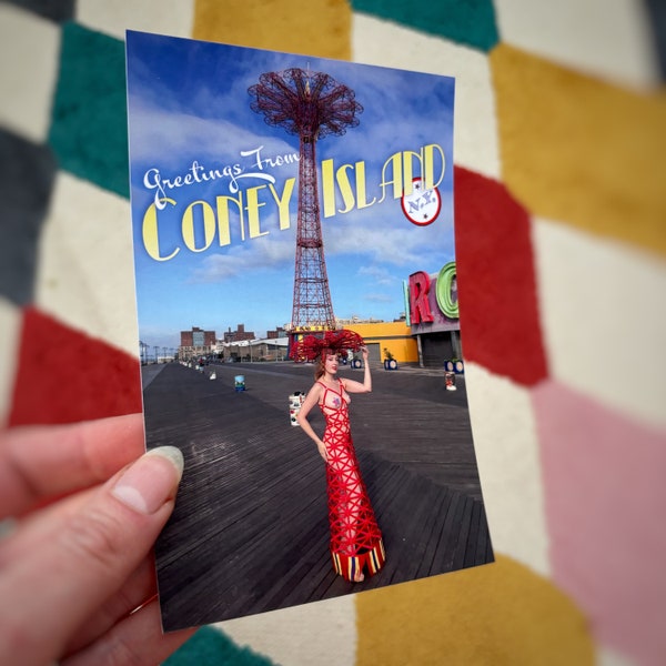 Delilah as the Coney Island Parachute Jump Photo Postcard