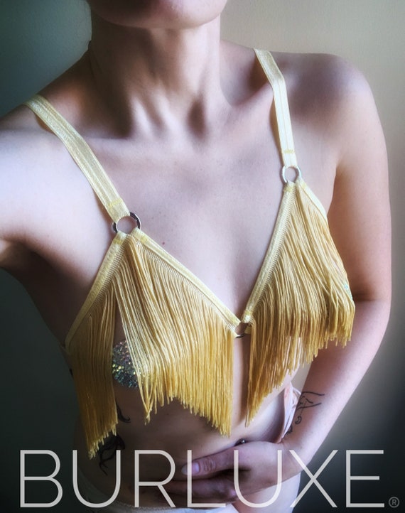 Saoirse O Ring Shimmy Fringe Cage Bra by Burluxe -  Israel