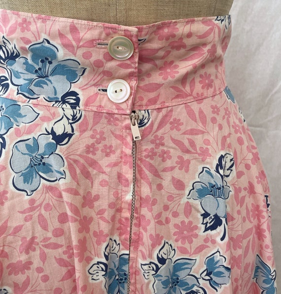 Vintage homemade pink circle skirt with blue flow… - image 7