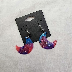 Galaxy Moon Dangle Earrings