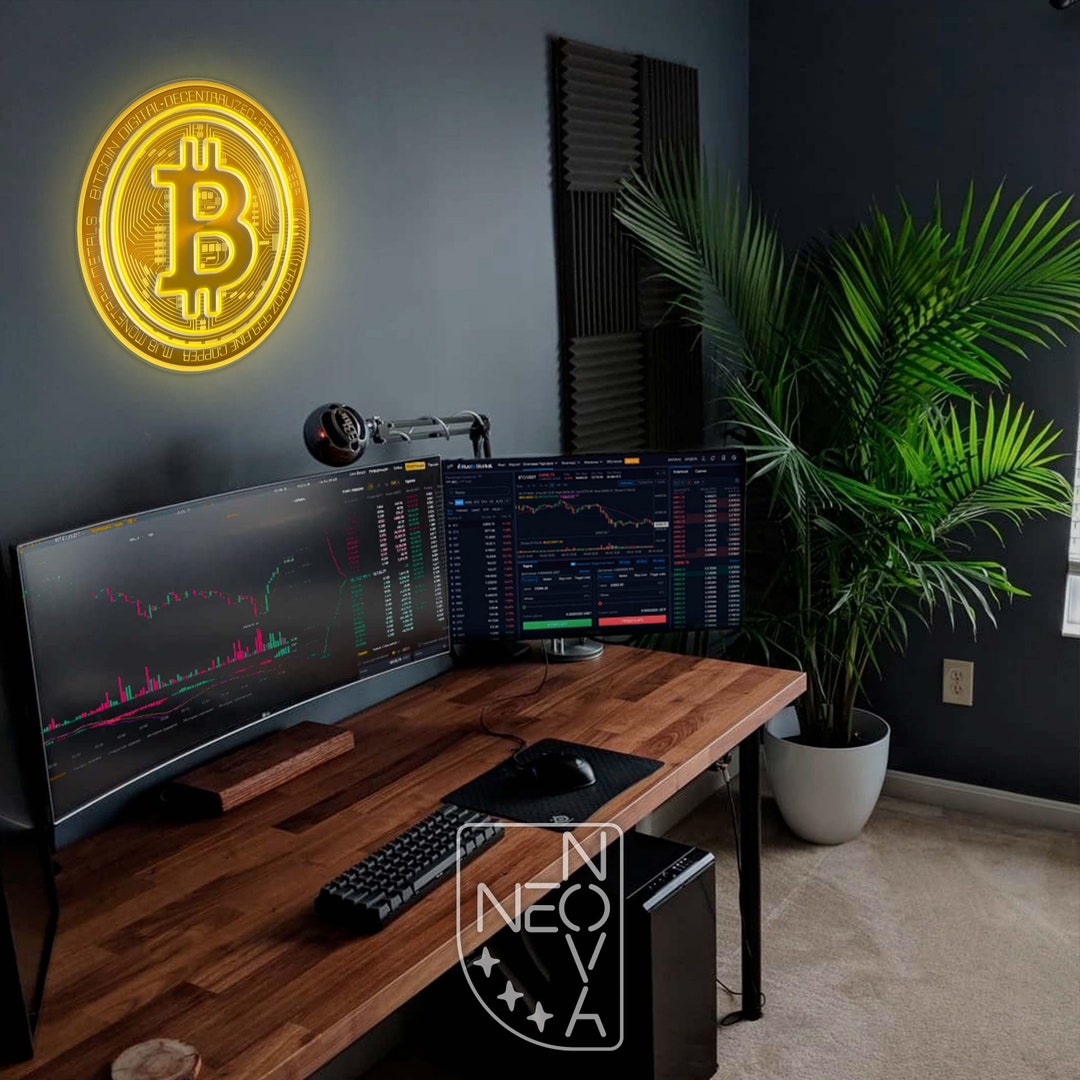 Bitcoin Neon Sign, Trading Wall Decor, Trader Gift, Crypto Wall Art ...