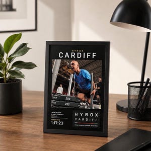 Personalised Hyrox Race Photo Frame – Custom Fitness Keepsake Display (12x8 Inch)