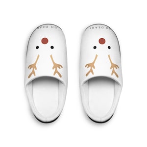 Cozy Reindeer Indoor Slippers for Women, Cute Holiday House Shoes, Christmas Gift, Festive Comfort, Winter Loungewear
