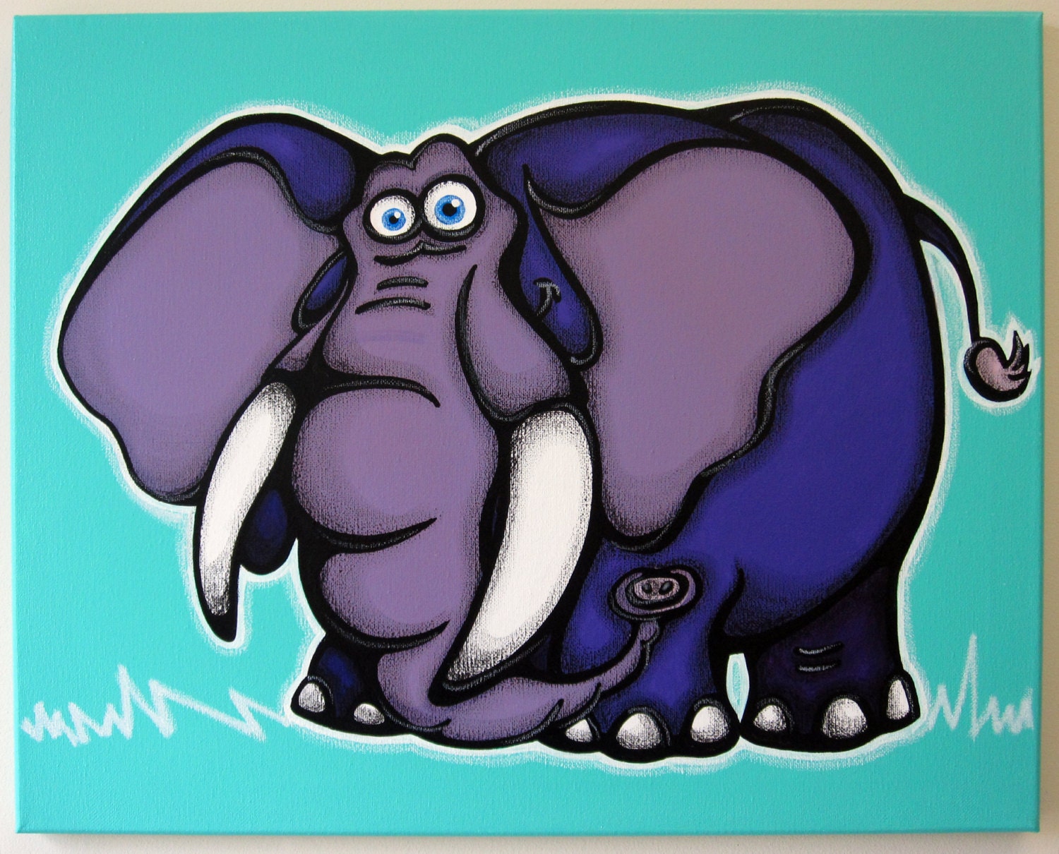 pURpLE eLePHaNT 16x20 original painting on canvas elephant Etsy
