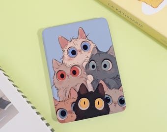 Cute Kitten People Custom Kindle Case With Hand Strap for Kindle Paperwhite 12th 7'' 2024,Paperwhite 11th/10th/7th/6th,Kindle 11th 10th 8th