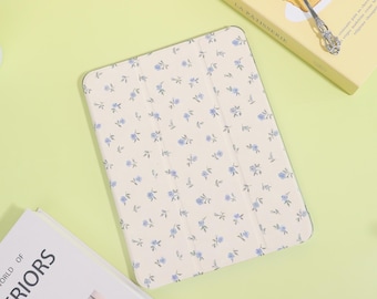 Delicate Crushed Flower Personalized iPad Case for iPad 13" 11" 2024 12.9" iPad Air 6/5/4 iPad 10 10.9" 2022 7/8/9 iPad Mini 7 with pen slot