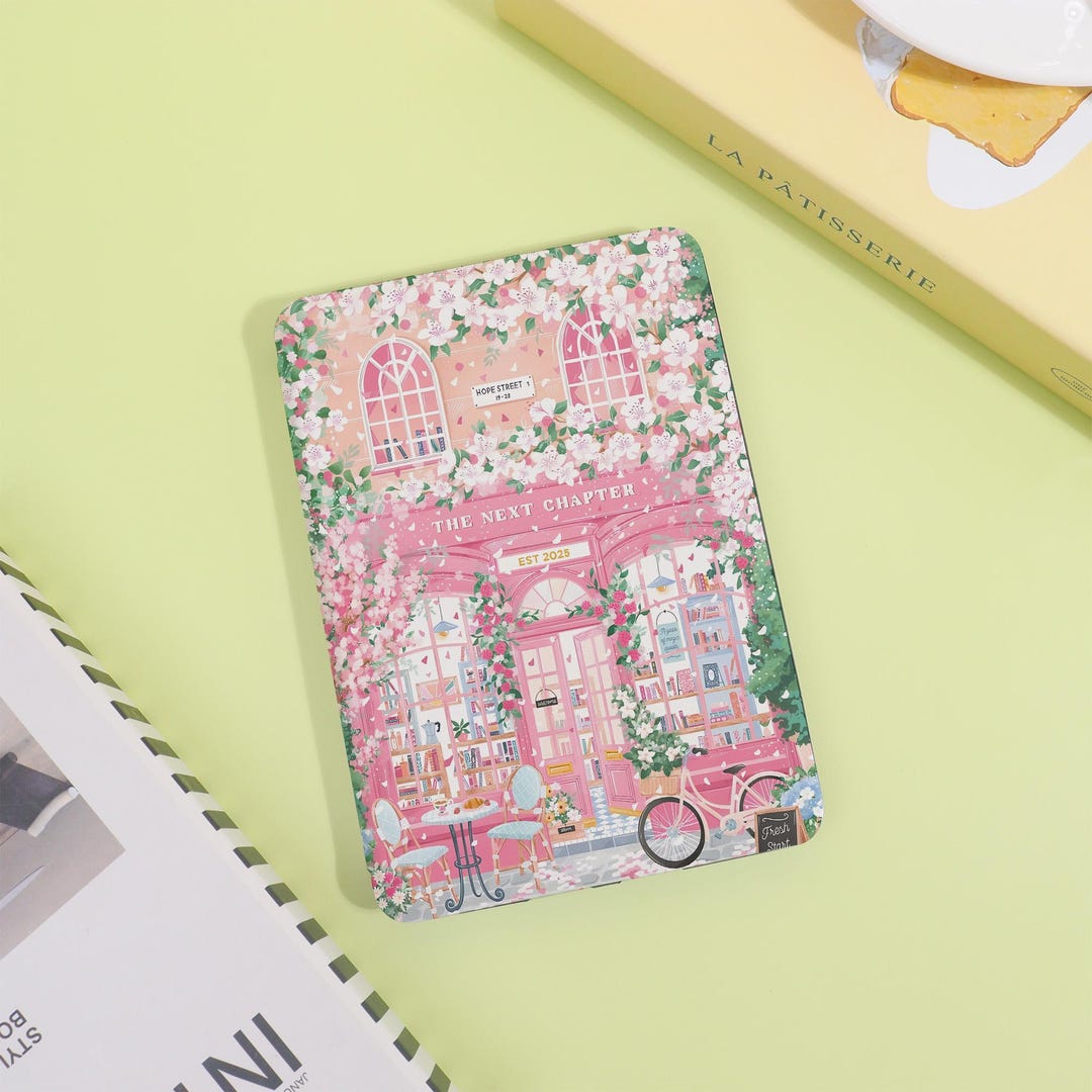 Pink Bookstore Custom Kindle Case With Hand Strap for Kindle Paperwhite ...