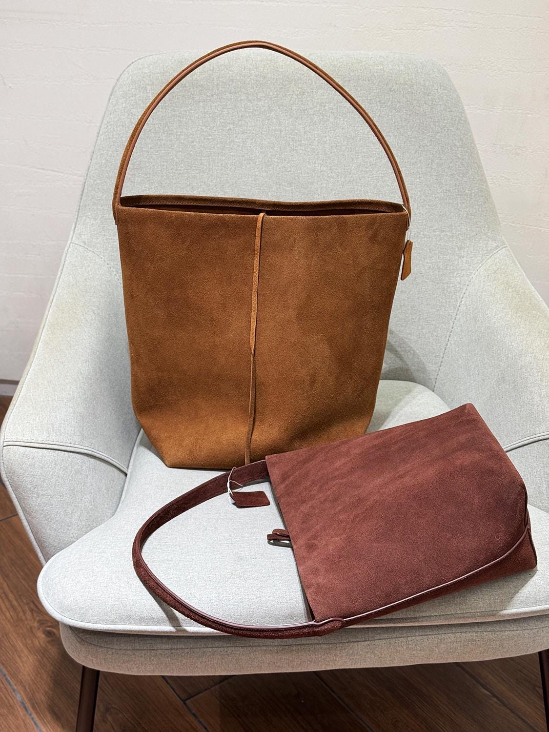 Suede Leather Shell Shoulder Bag
