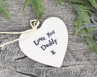 East of India Porcelain Heart Gift Tag, Love You