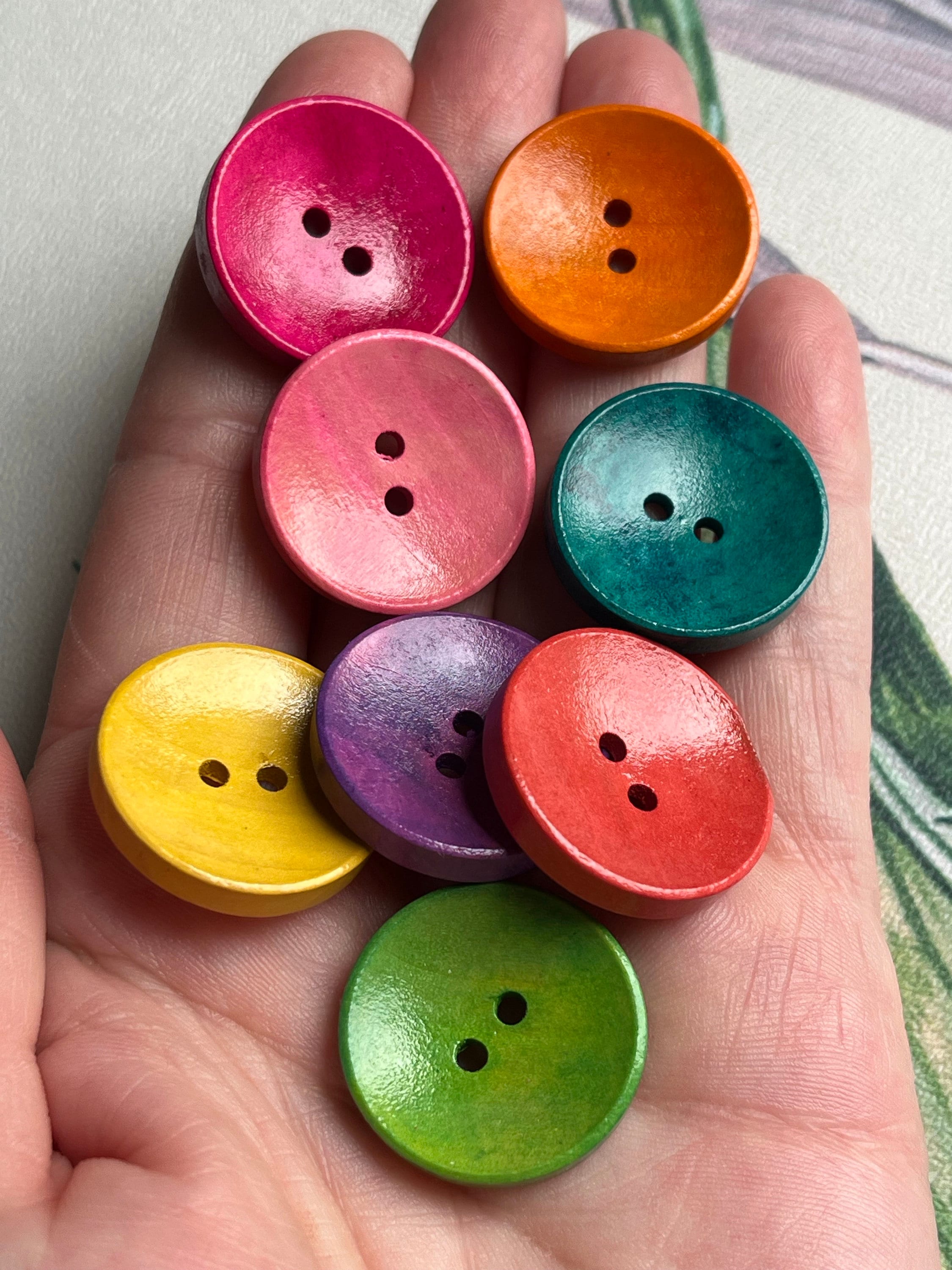 Wooden Buttons - Round Wood Buttons for Crafts Sewing Sweater by Mandala  Crafts, Natural Color Bulk 30 PCs 30mm 1.25 Inch Button with 4 Holes