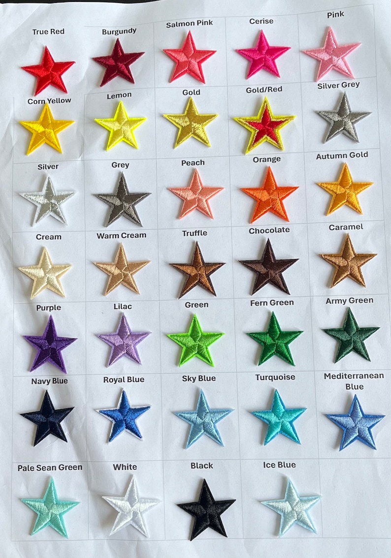 Iron on Patches. 28 mm Star Shaped Iron On/Sew On Clothing Patches Multiple Colours to Choose From image 2