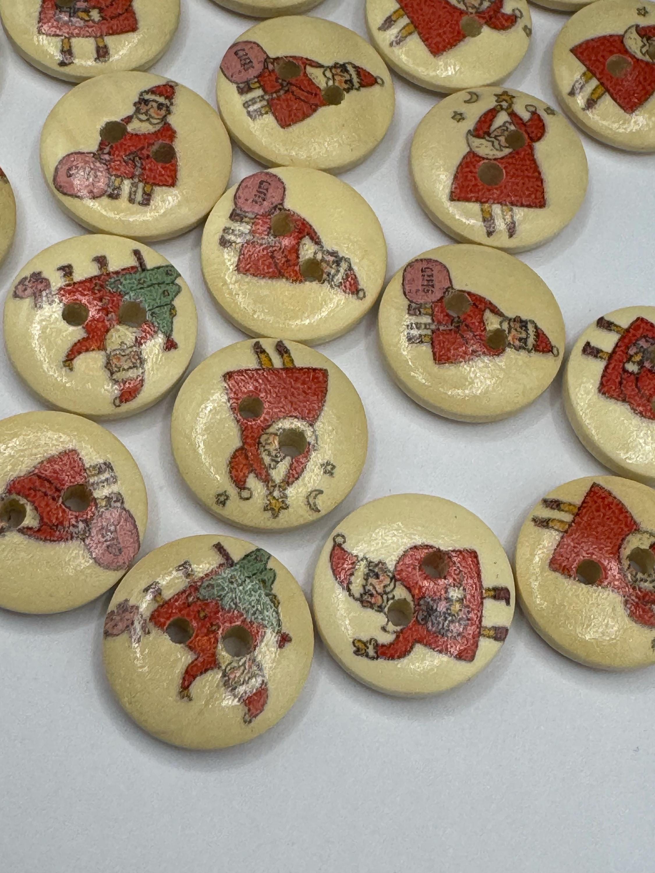 Christmas Santa Wooden Buttons, Festive Crafting (15mm) - Etsy