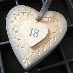 Birthday Hanging Heart Gifts - Natural Wood Grey Finish, Birthdays, Presents, Home Decor,Family, Friends.