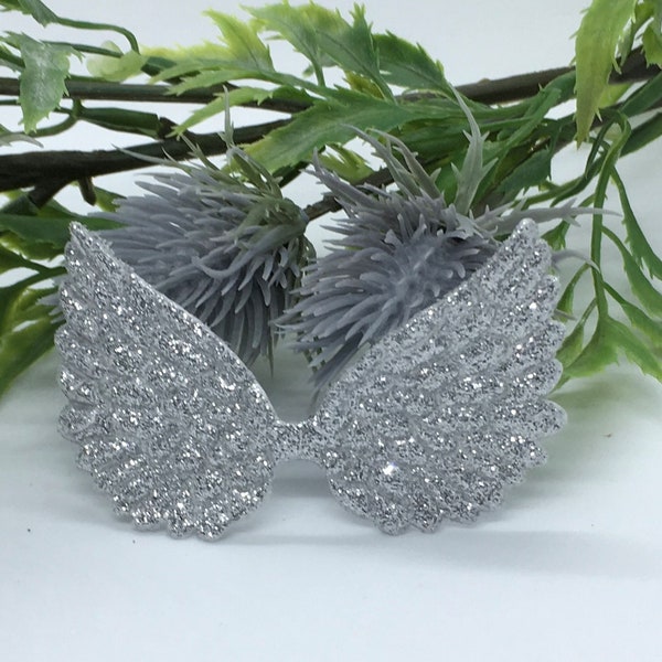 Silver Glitter Fabric Angel & Fairy Wings Embellishments, Embossed Wings. Ideal for card making, sewing and many more craft projects.