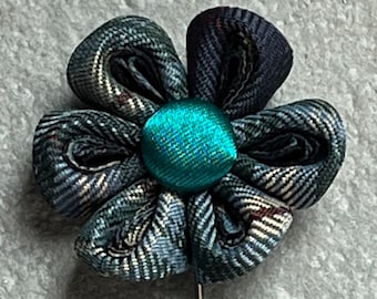 Tartan Fabric Flower Buttonhole - Kilt Jacket Lapel Pin