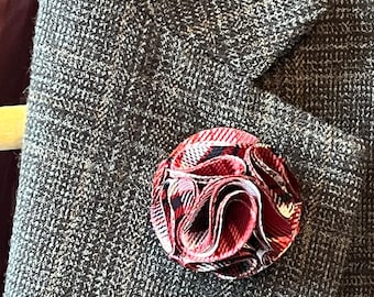 Tartan Flower Buttonhole – Handmade Lapel Pin Brooch
