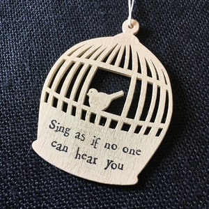 East of India Wooden Bird Cage Cut Out Hanging Sign - Black or White Wooden Bird Cage, Birthdays, Presents, Home Decor,Family, Friends.