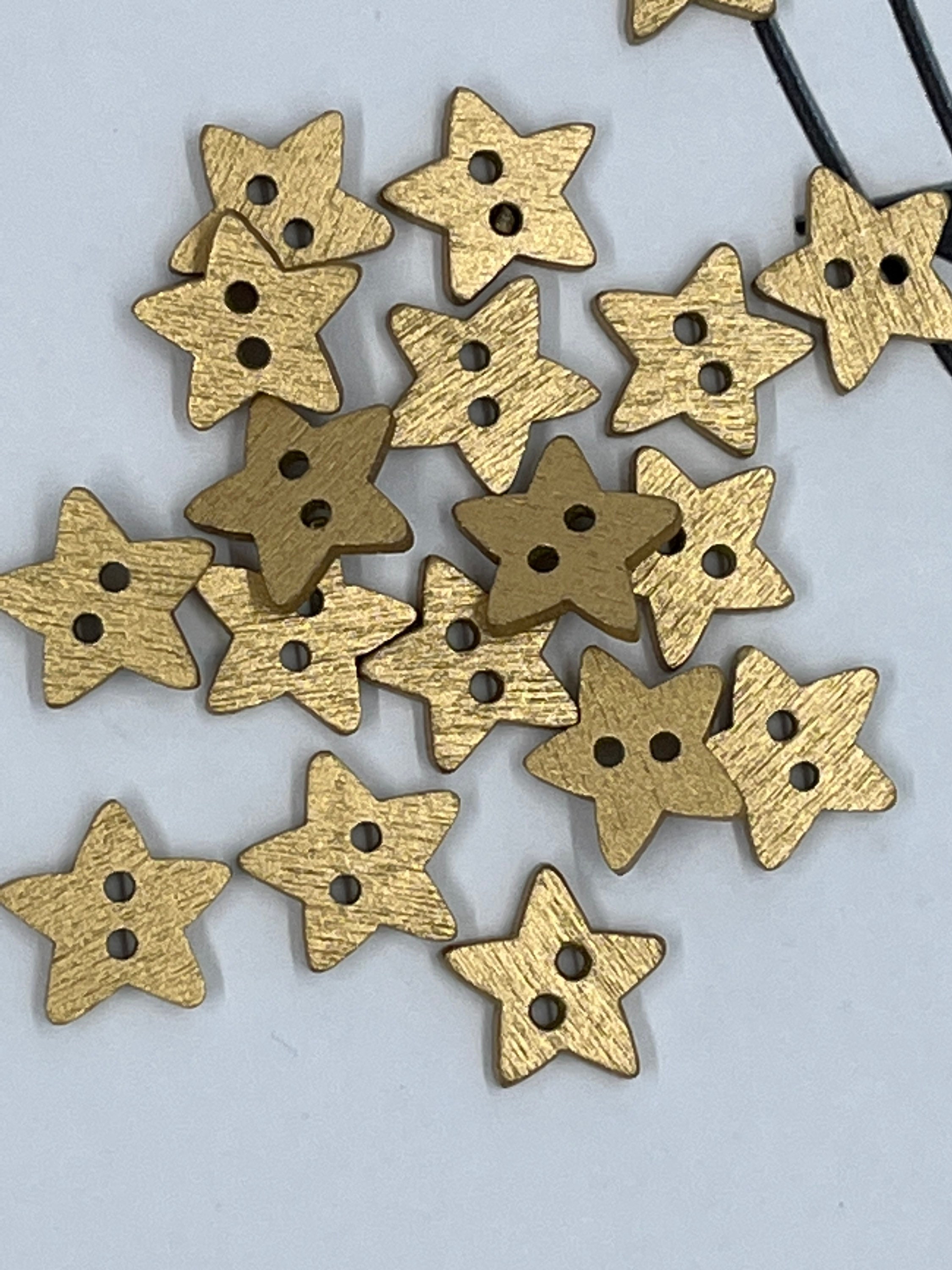 Star Button Insert Christmas Star Buttons. 15mm Wooden Christmas Star Buttons in Gold and ...