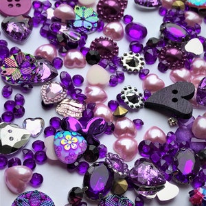 150 x Sparkling Flatbacks, Buttons and Embellishments. Ideal for cardmaking, scrapbooking, wedding stationary, table scatters Many colours Passionate Purple