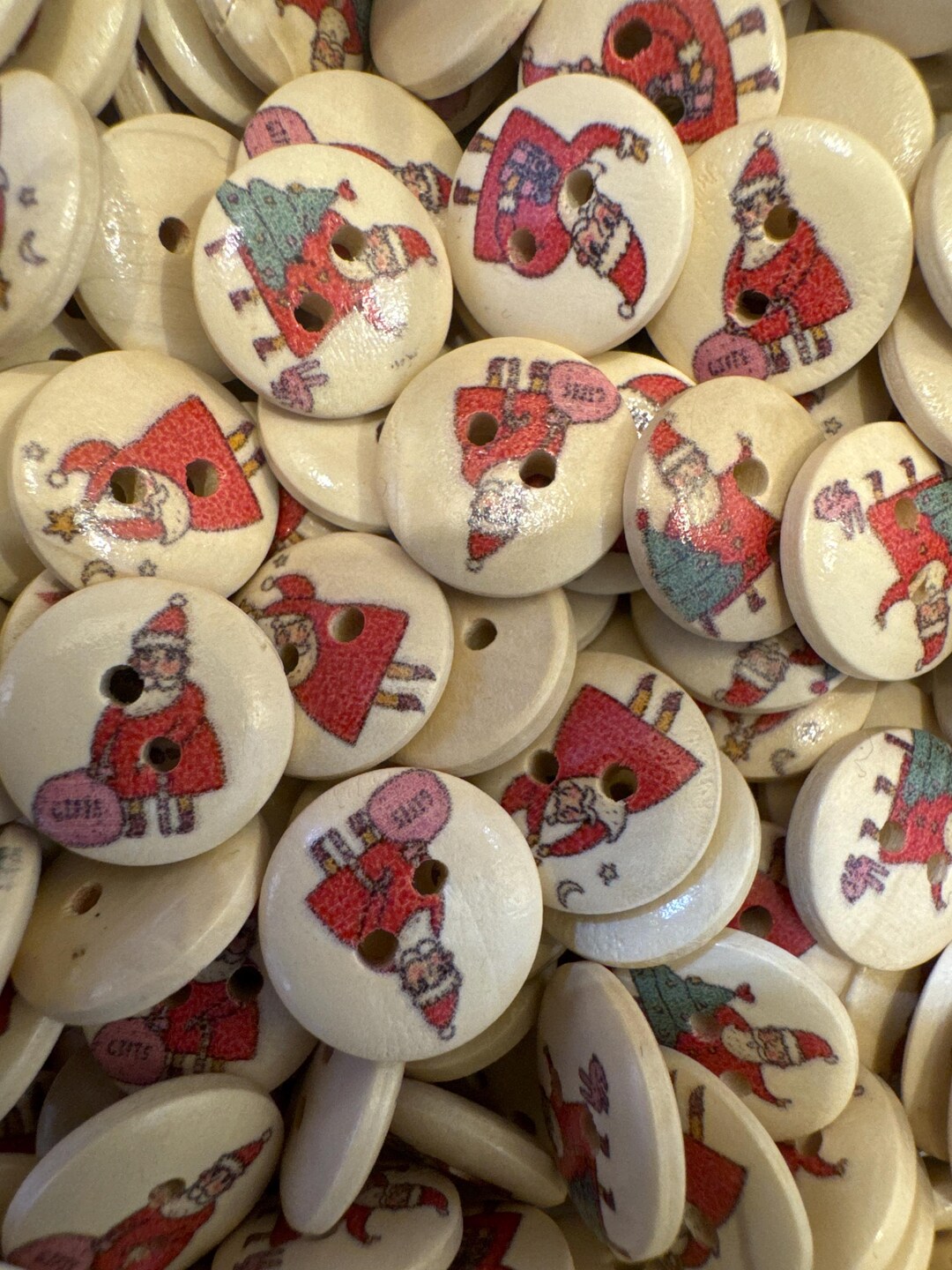 Christmas Santa Wooden Buttons, Festive Crafting (15mm) - Etsy