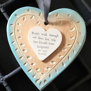 Hanging Heart Decoration - East of India Wooden Hanging Heart Gifts - Natural Wood Finish, Presents, Home Decor,Family, Friends.