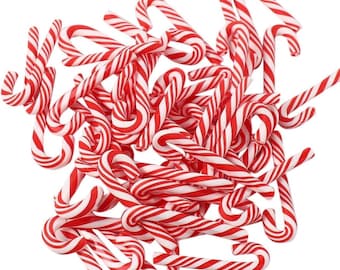 Mini Resin Candy Canes, 29mm Striped Christmas Crafting (Not Edible)