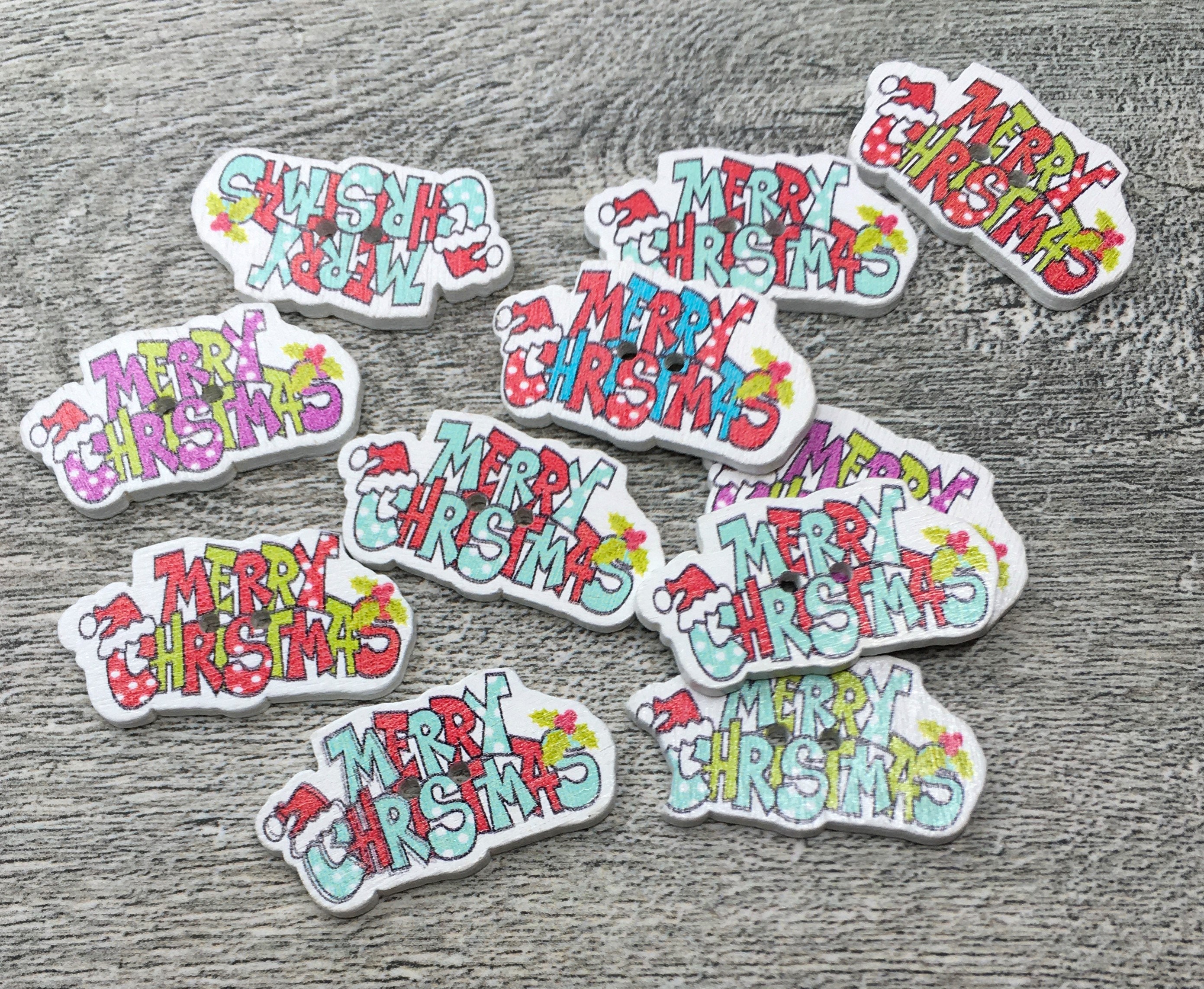 Lot De 50 Boutons De Noël En Bois – Mélange De Formes Et Couleurs | Pour Décorations, Scrapbooking, Couture
