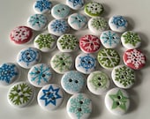 15mm Wooden Snowflake Christmas Buttons x 20 , Christmas buttons for cards, crafting, sewing and knitting festive crafts