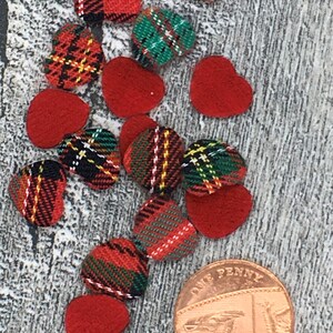 Tiny Tartan Heart Appliques, Fabric Hearts Scottish Tartan, Plaid, Padded Embellishments, Die Cuts, Scrapbooking, Card Making, Sewing. image 3