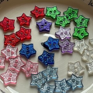 Glitter Resin Star Shaped Buttons. Christmas Craft Buttons. Sparkly ...