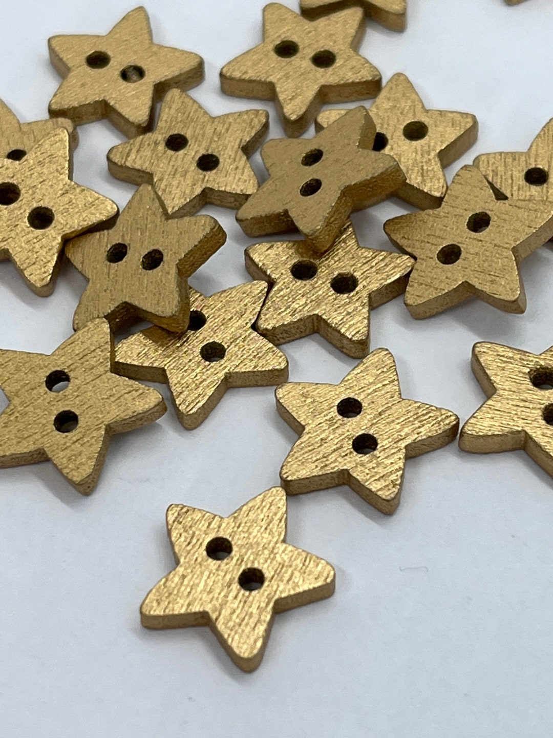 Christmas Star Buttons / Wooden Christmas Star Buttons in Gold and