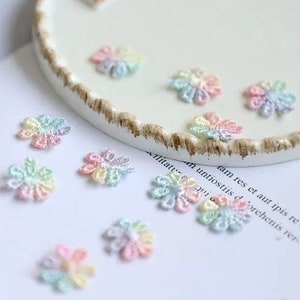 Tiny 11 mm Lace Flowers. Various Colours to choose from x 20