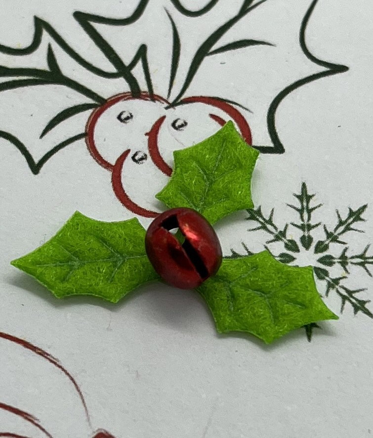 Felt Christmas Holly Leaves with Red 