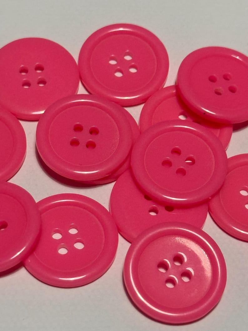 Large Pink 23mm Resin Sewing Buttons. These Glossy Plastic Buttons Come ...