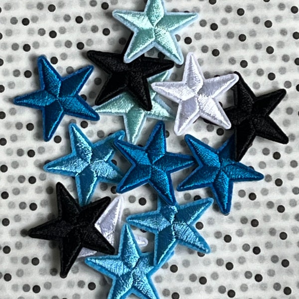 Iron on Patches. 29 mm Star Shaped Iron On/Sew On Clothing Patches - Slightly Rounded Tips - Multiple Colours to Choose From