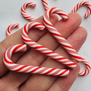 Bastoncini di zucchero grandi, bastoncini di zucchero flessibili a strisce da 45 mm. Forniture artigianali Decoden rosse e bianche - Artigianato natalizio (non commestibili)