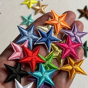 Iron on Patches. 28 mm Star Shaped Iron On/Sew On Clothing Patches Multiple Colours to Choose From image 1