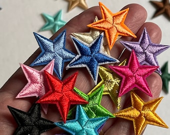 Iron on Patches. 28 mm Star Shaped Iron On/Sew On Clothing Patches - Multiple Colours to Choose From