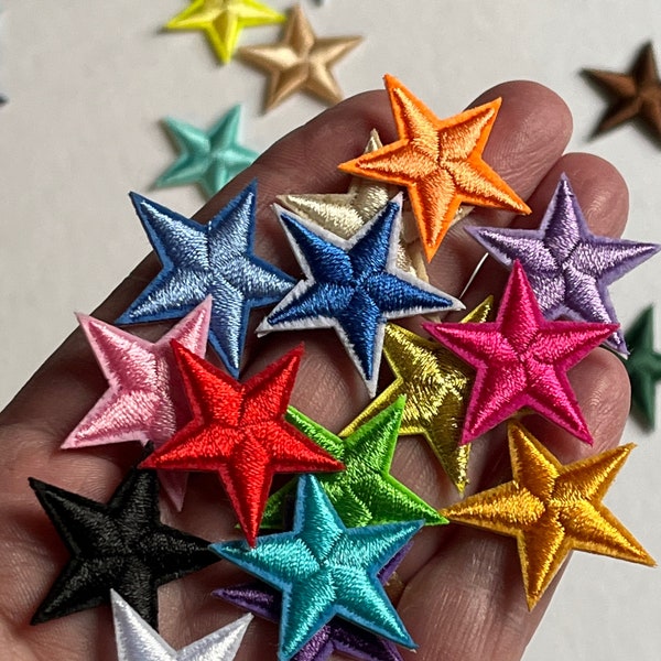 Parches para planchar. Parches de ropa para planchar/coser en forma de estrella de 28 mm - Múltiples colores para elegir