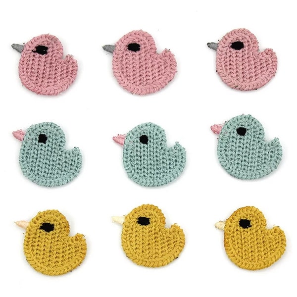 Adorables ornements d'oiseaux en laine tricotés x 10, embellissements, tricot, couture, scrapbooking.