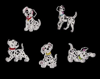 Set of Dalmatian Dog Wooden Sewing Buttons x 5, Black and White Dog Buttons.